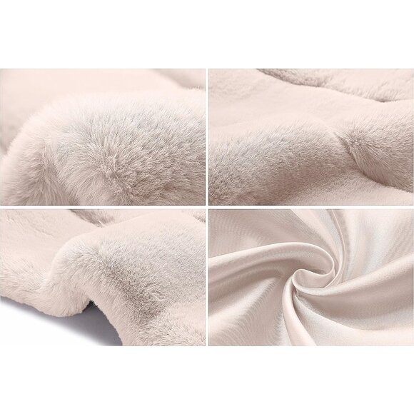 Women Luxury Faux Fur Coat Jackets Wrap Cape Shawl for Wedding Party - Picture 6 of 6